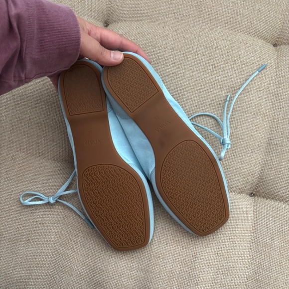 Vivaia Square-Toe Lace-Up Satin Sneakerina Shoes Cristina Dream Blue - Size 38 - Picture 3 of 10